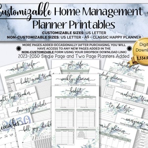 2024-2050 CUSTOMIZABLE Home Management Binder Life Planner Budget Printables Summer Solstice Ed.(US Letter, A5, Classic Happy Planner Size)