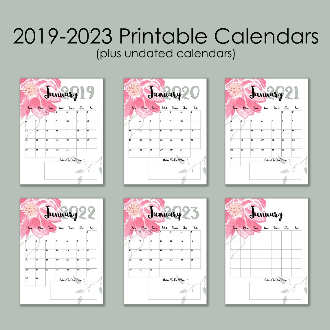 Printable Floral January 2023 Calendar Printable World Holiday