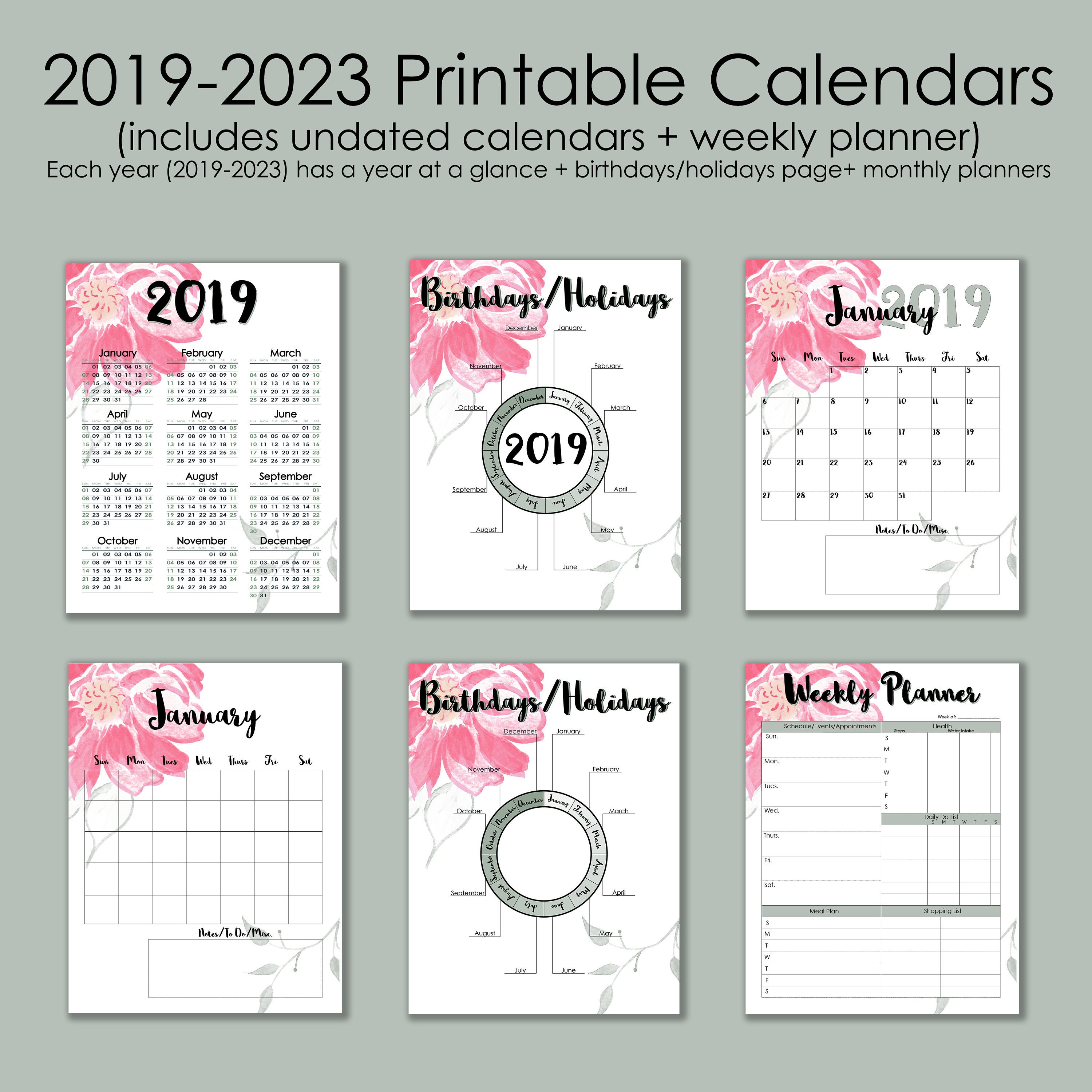2021 2023 monthly printable calendars floral edition instant etsy israel