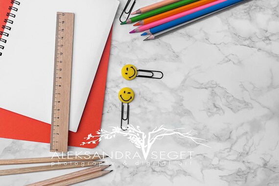 School Desk Mockup School Desktop Mockup Styled Stock Photo