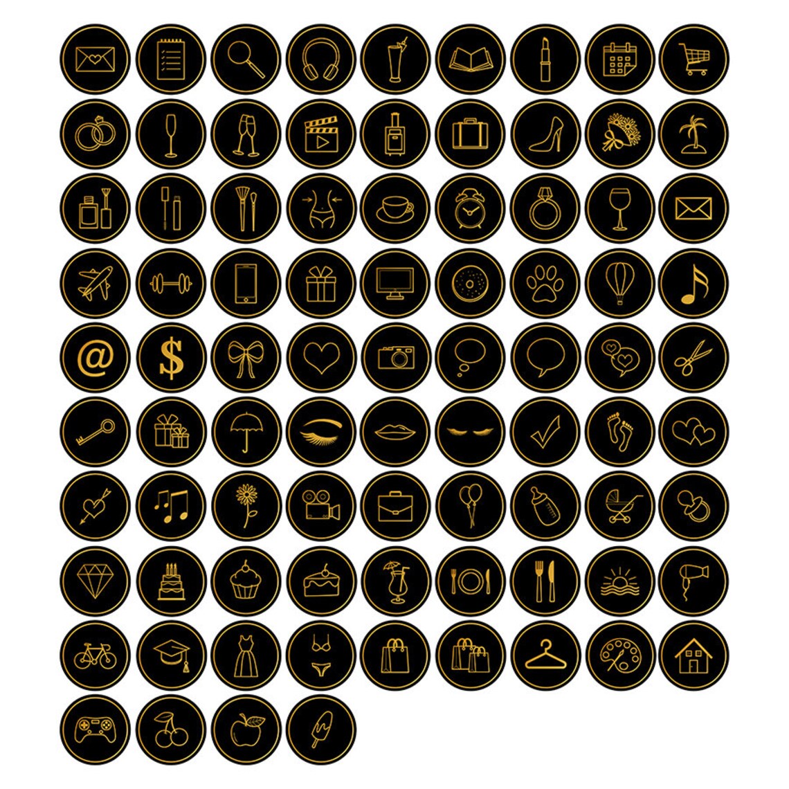 Instagram Story Highlight Icons Black and Gold Highlight - Etsy