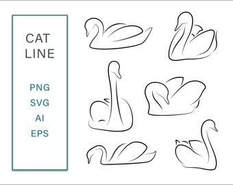 Swan SVG, Swan Line Vector SVG Illustration, Clip Art SVG, Swan Line Art, Line Vector Art, Swans clipart vector, bird vector