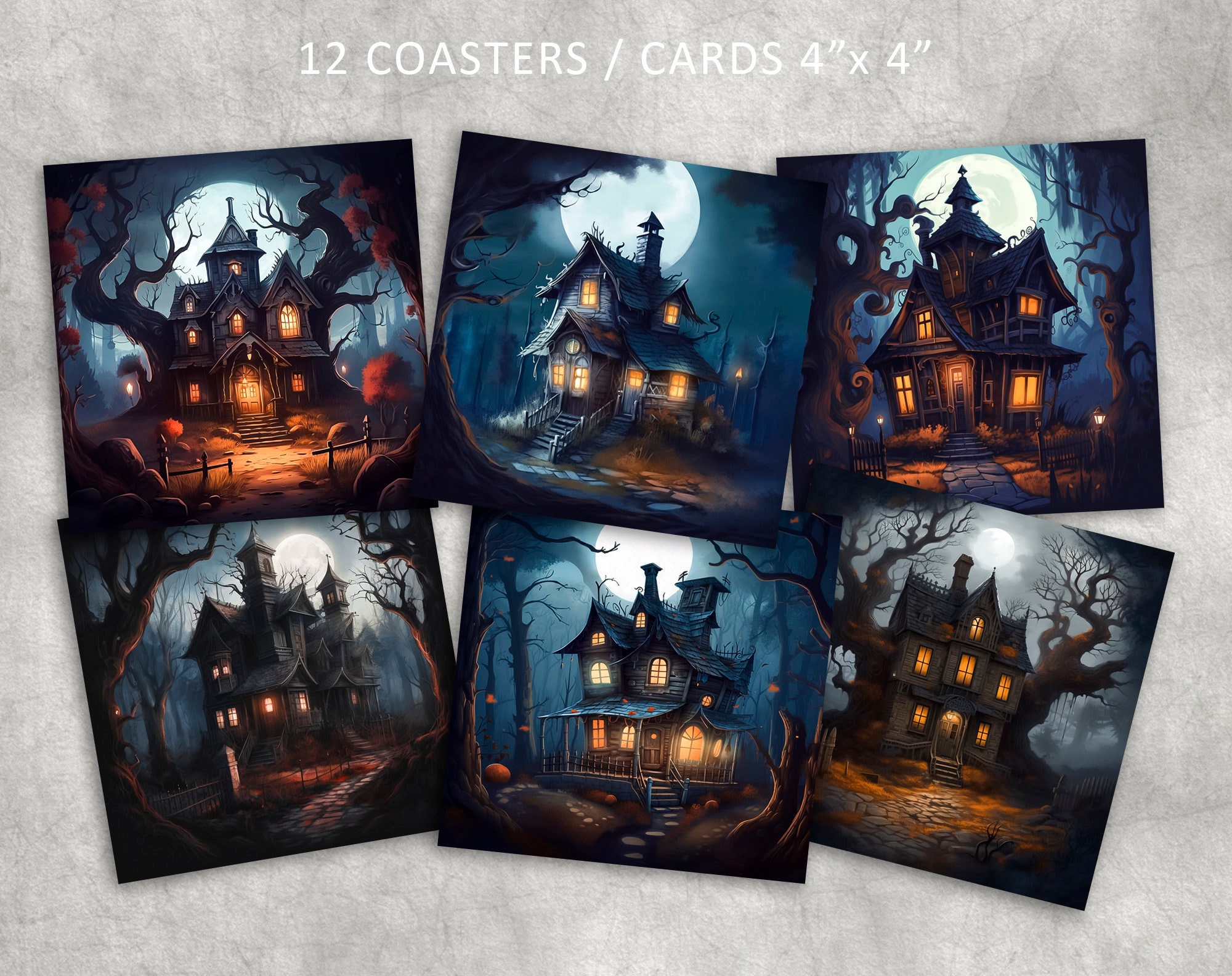 House Halloween 4x4 Inch Printable Halloween House Coaster - Etsy