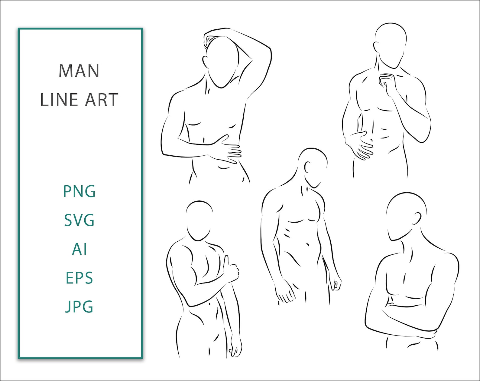 Manbod Vector Nude Male Line Art SVG, Man Body Vector (digital Files) - Etsy
