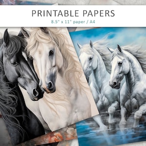 Horse Junk Journal Kit, Horse Journal Pages, Junk Journal Printable Paper, Scrapbook Paper, Printable Papers for Scrapbooking, Digital Paper