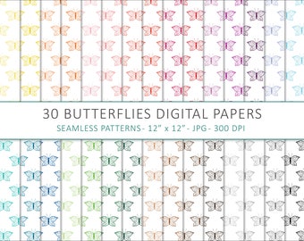 Butterflies Digital Paper Pack, Butterfly Background, Scrapbook Paper, butterfly printable scrapbook paper, butterfly patterns