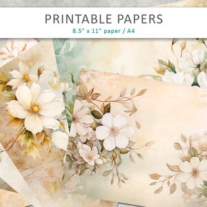 Flowers Junk Journal Printable, Floral Digital Paper, Journal Pages, Scrapbook paper, Vintage Flowers, digital cards, floral paper