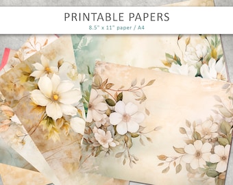 Floral Junk Journal Printable: Vintage Flower Paper (Digital Download)