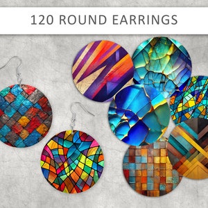 Abstract Earring Images: 1.5" Circle PNG Bundle (Digital Download)