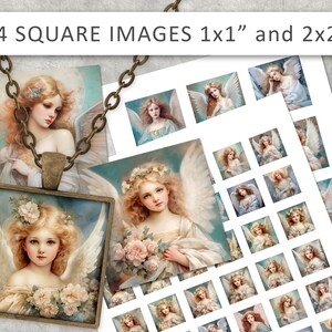 Vintage Angel Square Images: Printable Collage Sheet (Digital Download)