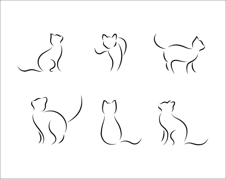 Cat Line Art Vector Illustration, Clipart (svg, Png, Eps, Ai) - Etsy Canada