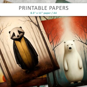 32 Animal Journal Pages, Junk Journal Kit, Basic Papers, Printable Pages, Animal Paper Vintage, Scrapbook Paper, animal illustration