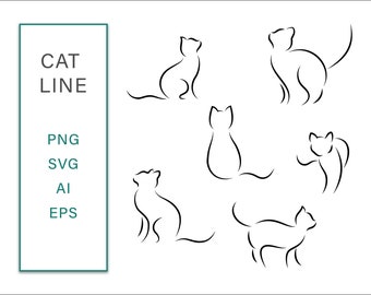 Cat SVG, Cat Line SVG Vector Illustration, Vector Clip Art, Cat Line Art, Line Vector Art, Cat clipart vector, line art clipart
