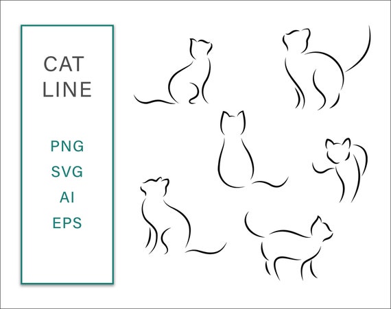 Cute cats icon pack bundle lineart template Vector Image