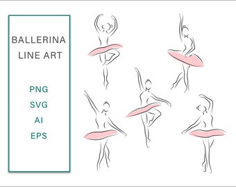 Ballerina SVG, Ballerina Line Art Vector SVG Illustration, Vector Clip Art, Cute ballet dancers, Line Vector Art, Ballet Dance SVG