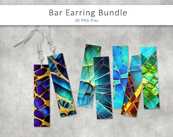 Color Abstract Bar Earring PNG, Sublimation Designs, Earring Blanks Design, Printable Earring, Earring Template, Rectangle Earring