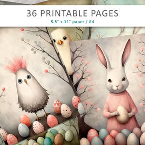 Easter junk journal pages, Shabby chic, Easter journal sheets, Easter  illustration printables, printable pages, scrapbook paper