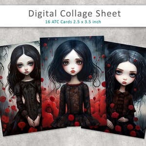 gothic girl Papier, digitale Collage Blatt, Junk Journal Karten, Halloween Junk Journal, Halloween Karte, gothic Papier
