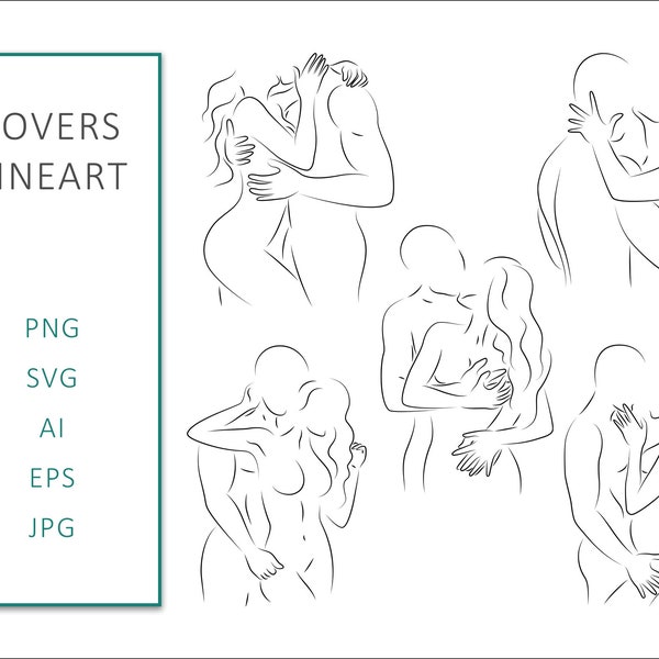 lovers SVG, couple svg, people svg, lovers line art, male and female svg, line vector art, romantic svg, line body, couple in love