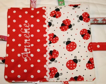 Baby crackling cloth, cuddly cloth, with wish name, Ladybug,