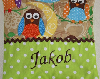 Cherry Pit Pack with desired name embroidered, owl