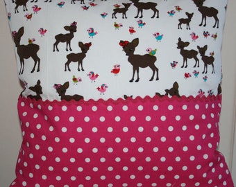 Pillow cover 40 x 40 cm, Country house style, roe deer, polka-dots