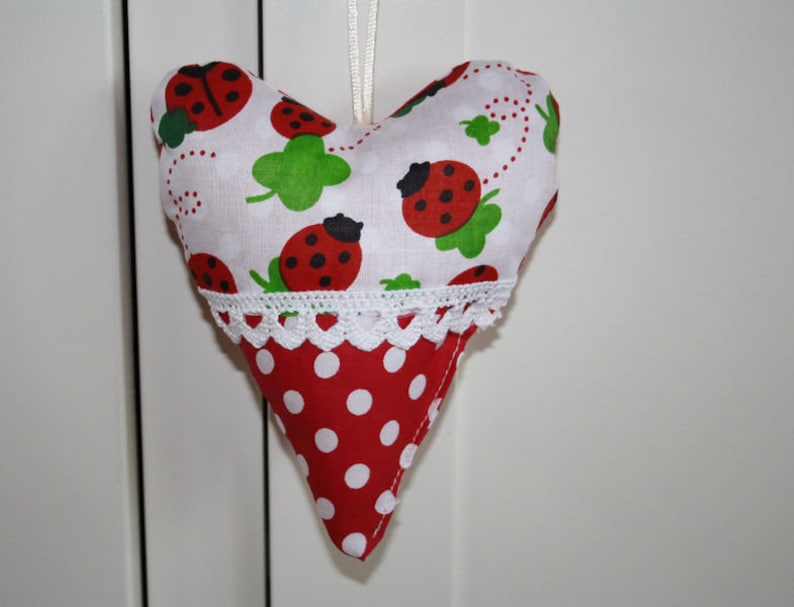 lace Stoffherz in country house style 14 cm ladybug