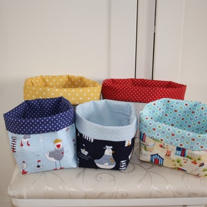 Fabric Utensilo, fabric container, maritime, beach house, seagull, different patterns and sizes