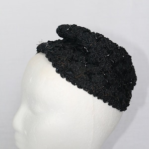 Antique 1880s or 1890s Women&#39;s Black Beaded Bonnet Hat