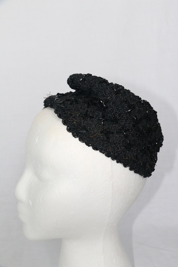 Antique 1880s or 1890s Women's Black Beaded Bonnet