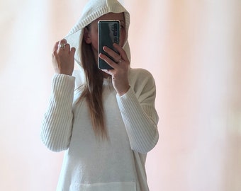 Oversized dress with a hood