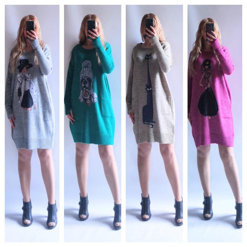 Oversized dress with an appliqué with pockets in four colors image 1