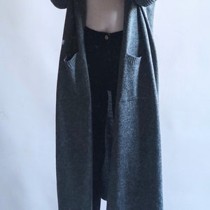 Cardigan long sweater with a hood, coat with pockets image 6