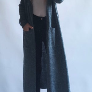 Cardigan long sweater with a hood, coat with pockets image 2