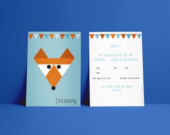 Set of 5 invitation cards, fox