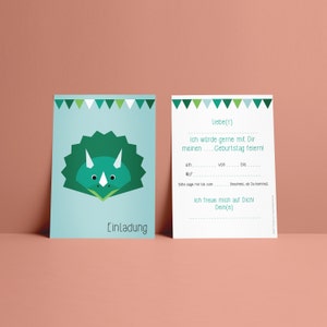 Set of 5 invitation cards, dinosaur image 1