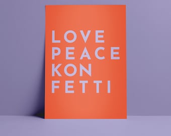 Postkarte "LOVE PEACE KONFETTI"