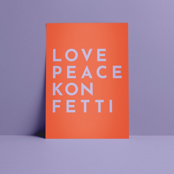 Postkarte "LOVE PEACE KONFETTI"