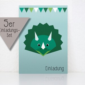 Set of 5 invitation cards, dinosaur image 2