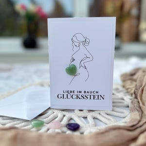 Glücksbringer zur Schwangerschaft | Mutstein Herz | Mutmacher Geschenk Geburt Glücksstein Karte Edelstein Herz  Glücksstein Schwangerschaft
