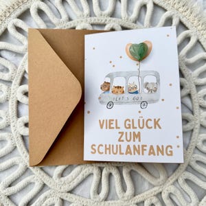 Mutstein zur Einschulung mit Karte & Umschlag | Geschenk zum Schulstart | Mutmacher für Erstklässler | Glücksstein Herz zur Einschulung