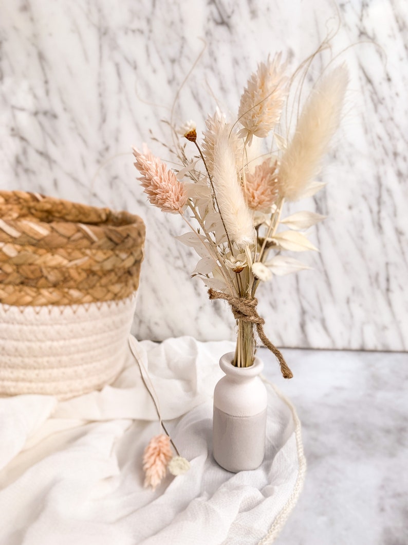 Trauzeugin fragen - die schönsten Ideen & Geschenke + 7 Karten-Vorlagen Geschenkschachtel BOHO groß mit Trockenblumenstrauß weiß Creme Bild 3