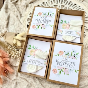 Schwangerschaft verkünden Geschenkschachtel PEACHY Baby verkünden Ihr werdet Oma und Opa Babysocken Überraschung Baby