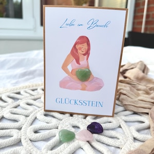 Glücksbringer zur Schwangerschaft | Mutstein Herz | Mutmacher Geschenk Geburt Glücksstein Karte Edelstein Herz  Glücksstein Schwangerschaft