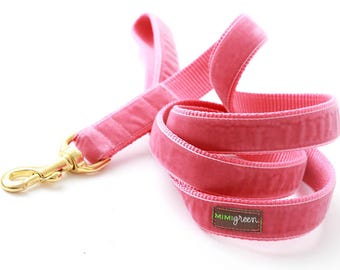 Primrose Pink Velvet Dog Leash