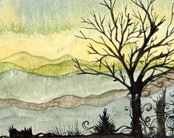 Watercolor Landscape "Glimmer"