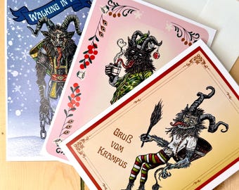 Krampus Holiday Cards — Set of 3 with Envelopes