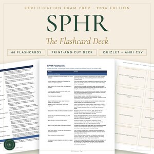 Tarjetas de estudio SPHR, 88 tarjetas de alto rendimiento para la certificación HRCI Senior, mazo para imprimir y recortar, además de importación a Quizlet y Anki, conjunto de tarjetas de repaso 2026