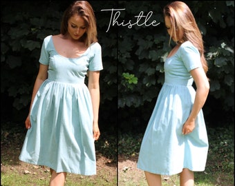 Thistle Ready to Ship Linen dress - soft washable fit and flare spring summer - easy light boho style - farmers market classic -BEATRICE