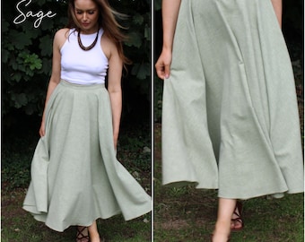 Linen midi circle skirt - comfortable soft linen - everyday casual or dressed up skirt - flattering summer vintage european style - POPPY